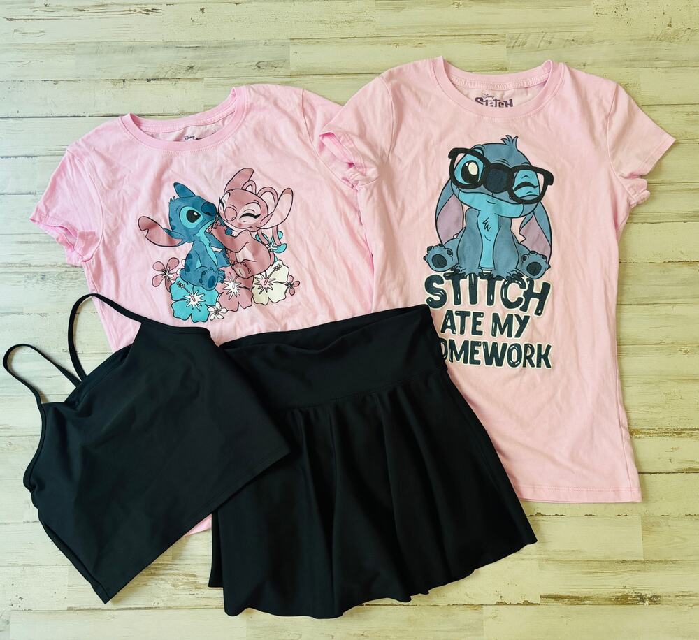 Disney Lilo and Stitch Tee Tops and Skort Lot Girls XL 14-16 EUC